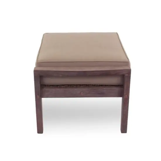 Courtyard Casual Bridgeport II ottoman Stained Eucalyptus Wood KD  Sunbrella Fabric image {4}