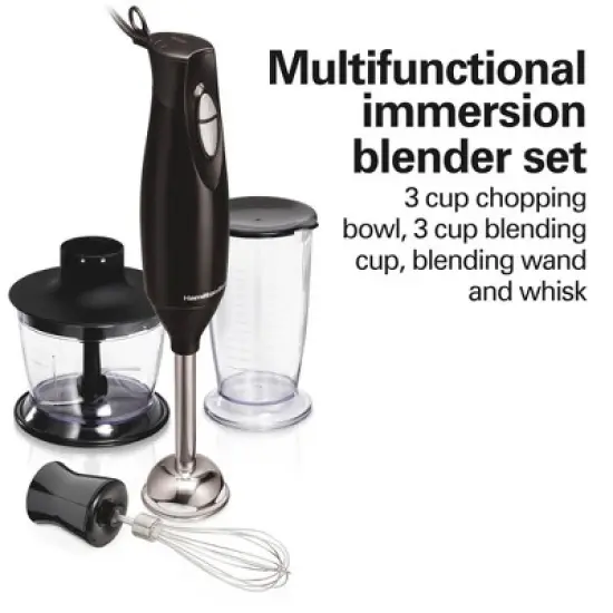 Hamilton Beach 3-in-1 Hand Blender with Wisk 59768: Immersion Handheld Mixer, 2 Speeds, Dishwasher-Safe, 225W, Black image {10}