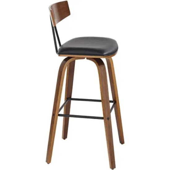 Elm Lane Westwood Wood Swivel Bar Stools Set of 2 Natural 31" High Farmhouse Rustic Black Faux Leather for Kitchen Counter Height Island image {7}