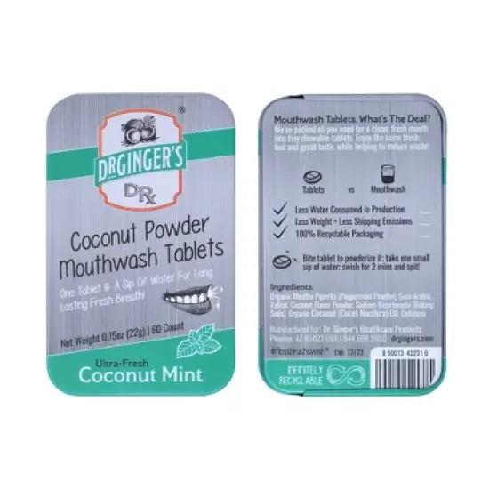 Dr. Ginger's Coconut Mint Mouthwash Tablets - 60ct image {1}