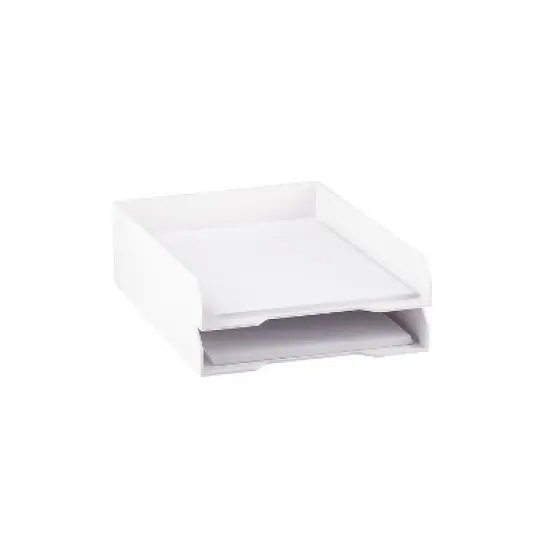 JAM Paper Stackable Paper Trays White Desktop Document Letter & File Organizer Tray 2/Pack (344WHA) image {4}
