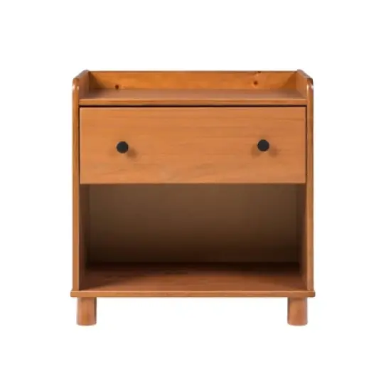 Katie Transitional Tray Top 1 Drawer Solid Wood Nightstand Caramel - Saracina Home image {18}