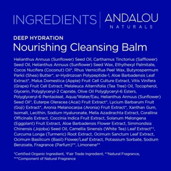 Andalou Naturals Deep Hydration Nourishing Cleansing Face Balm - 3oz image {4}