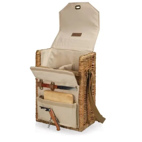 Summerbreeze Wine and Cheese Picnic Basket - Picnic Time: Wicker, Twist Lock, Winery Picnic Set, Wine Holder image {2}