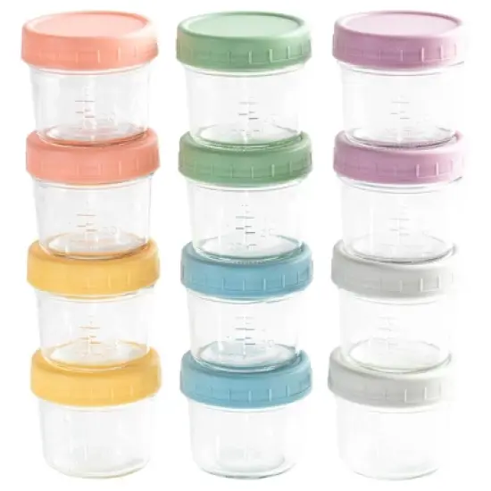 Glass Baby Food Storage Containers 12 Pack 4oz Baby Food Jars Reusable with Lids BPA-Free Leakproof Freezer, Microwave, Dishwasher Safe Baby Food Jars image {7}