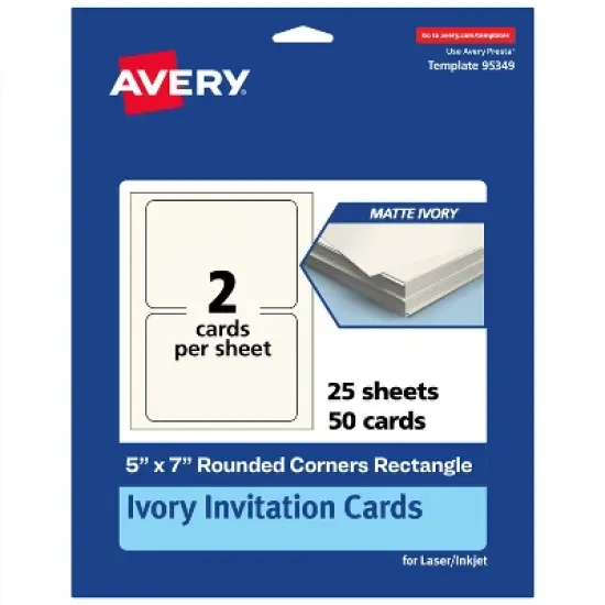 Avery Matte Ivory Invitation Cards, 5" x 7" Rectangle Rounded Corners image {10}