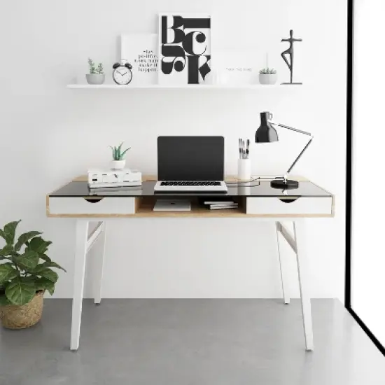 Compact Computer Desk with Multiple Storage Walnut - Techni Mobili image {8}