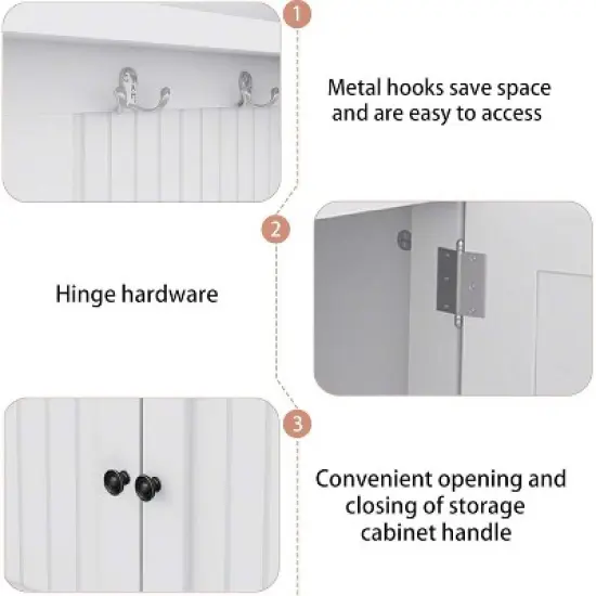 Acekool 4-in-1 Hall Tree with Storage Shoe Bench, Coat Rack with 4 Hooks, Entryway Organizer with Display Shelves & Cabinet, White image {4}