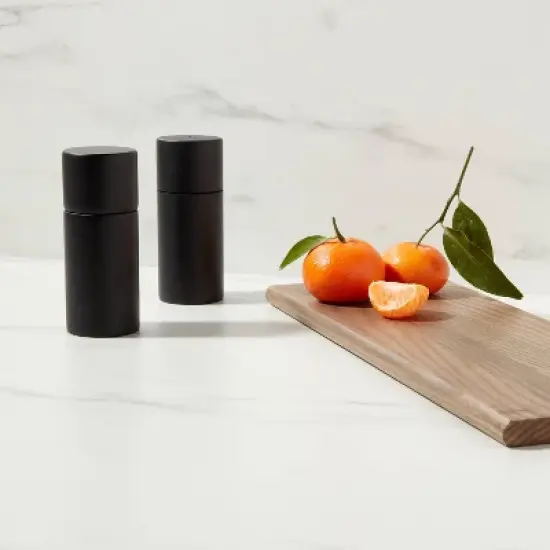 2pc Acacia Round Salt and Pepper Grinder Set Black - Threshold&trade;: 5" Height, 63 Volume Capacity, Spice Mills, 2 Pieces image {1}