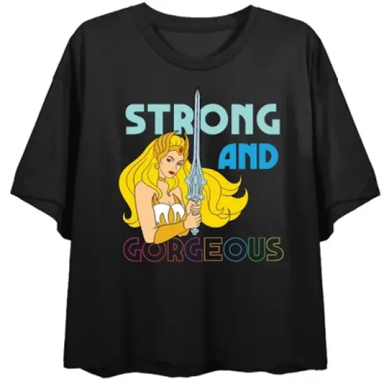 She-Ra Princess of Power Strong & Gorgeous Women's Black Crop T-shirt image {2}