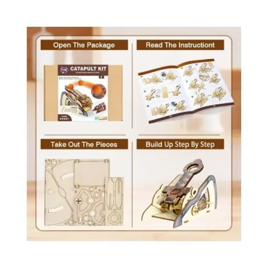 LIVEVIE 3D Wooden Catapult Kit &ndash; STEM Toy for Kids, Build & Explore Force, Trajectory, Levers, Educational Fun image {7}