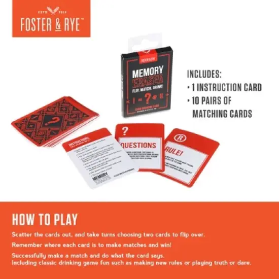 Foster & Rye Memory Eraser - Card Matching Games for Adults, Classic Matching Card Game image {2}