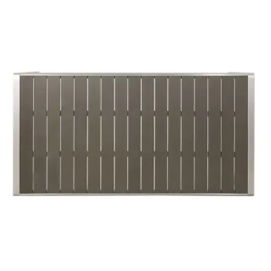 70'' Aluminum Rectangular Outdoor Dining Table for 6, Modern Outdoor Dining Table with Faux Wood Slatted Top for Deck or Garden-Coolbibila image {5}