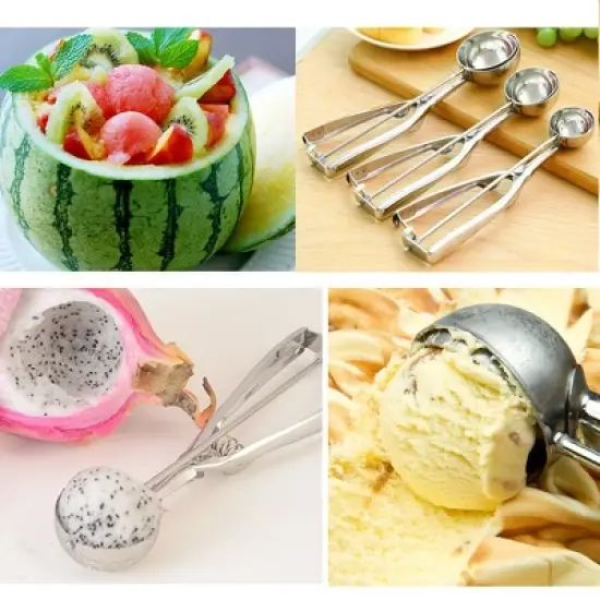 Unique Bargains Household Aluminum Non-Stick Bowl Head Ice Cream Scoop Silver Tone 1 Pc image {3}