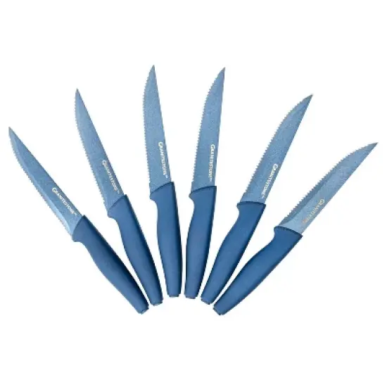 Granitestone NutriBlade 6 Piece Blue Steak Knives with Easy Grip Handle image {6}