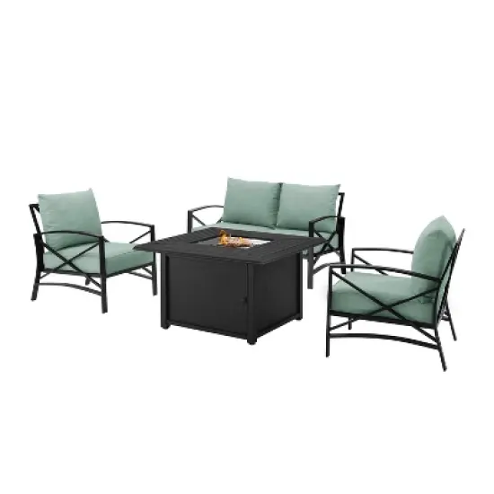 Kaplan 4pc Outdoor Conversation Set with Dante Fire Table - Mist - Crosley image {8}