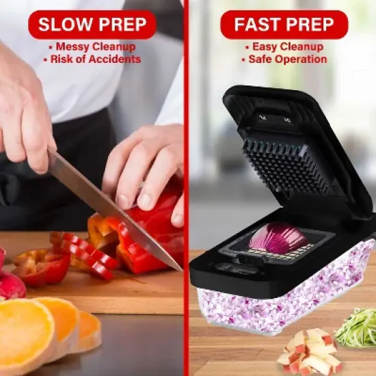 Brentwood All-in-One Food and Vegetable Chopper, Mandoline Slicer, and Cheese Grater with 4.25-Cup Storage, Black image {5}