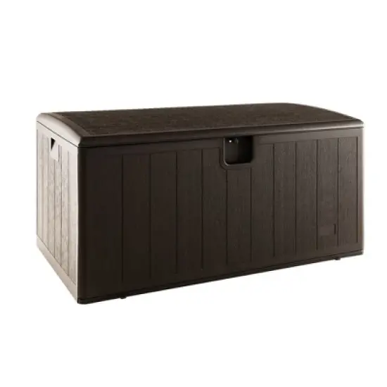 WELLFOR 130 gal Waterproof Outdoor Storage Deck Box Brown image {5}