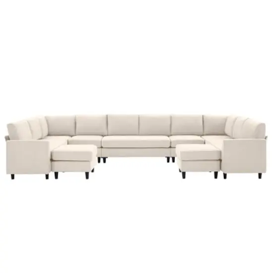 Hyleory Spacious 12-Seater U-Shaped Modular Sofa with Ottomans,Relaxed Style, Reconfigurable Design image {16}