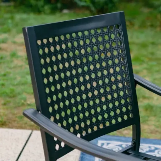 5pc Outdoor Dining Set with Metal Slat Square Table with 1.57" Umbrella Hole - Captiva Designs image {3}