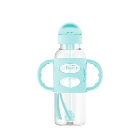 Dr. Brown's 8oz Milestones Narrow Sippy Straw Bottle with Silicone Handles - 6m+ - Green image {1}