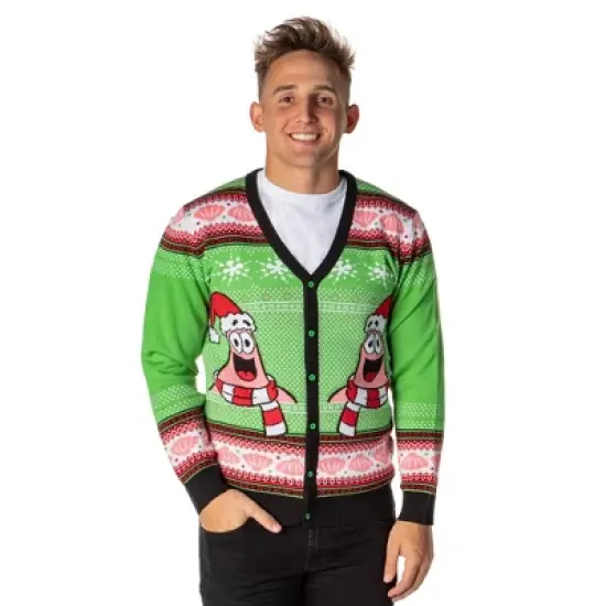 SpongeBob SquarePants Men's Patrick Star Ugly Sweater Button-Up Knit Cardigan image {6}