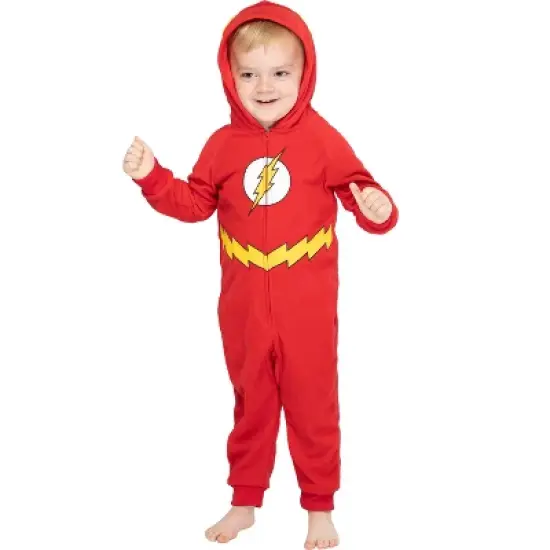 DC Comics Toddler Kids Superhero Character Hooded Union Suit Footless Pajamas image {5}