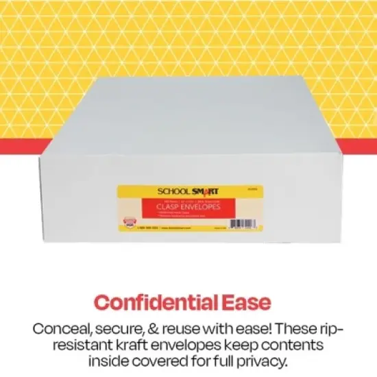 School Smart Kraft Envelope with Clasp, 12 x 15-1/2 Inches, Pack of 100 image {2}