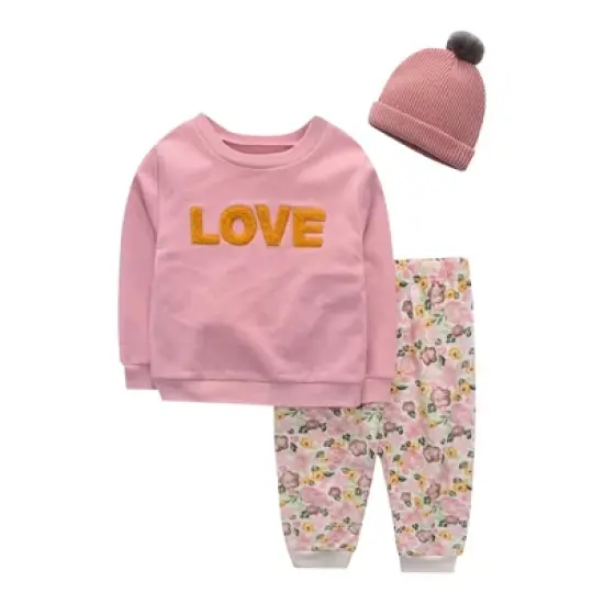 Chick Pea Baby Girl Layette Long Sleeve Newborn Onesie and Pants Jogger Set image {13}