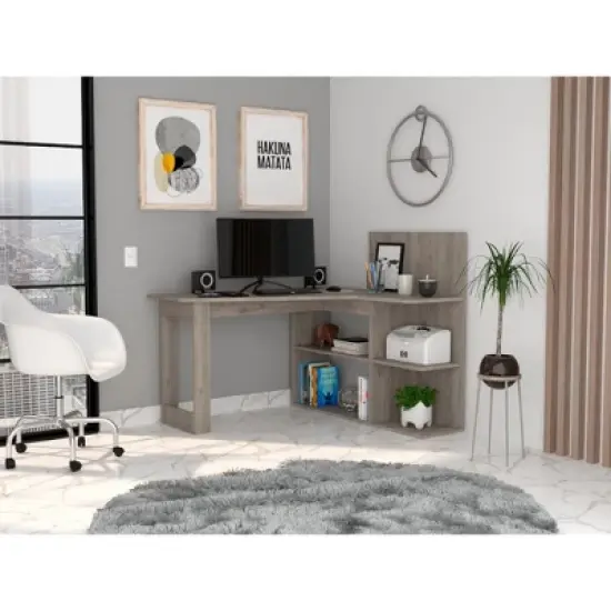 NicBex Writing Computer Desk Table L-Shaped Corner Desk with Storage,Home Office Desks with 5 Open Shelves,Modern Gaming Table image {10}