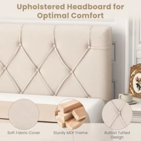 Tangkula Upholstered Headboard for Twin Size Bed w/ Fabric Upholstery Adjustable Height image {6}