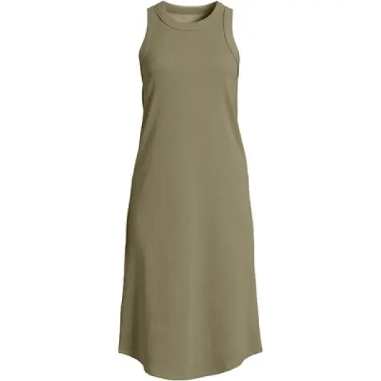 Lands' End Women's Cotton Rib Sleeveless Midi Tank Dress image {7}