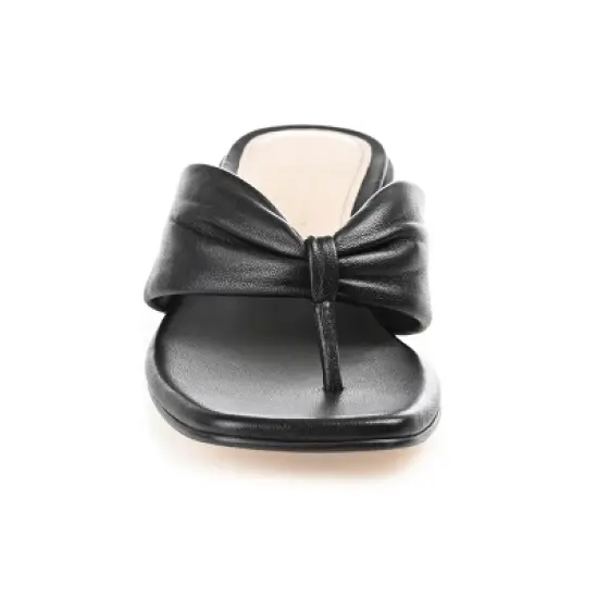 Journee Signature Womens Genuine Leather Francine Slip On Stacked Heel Sandals image {5}