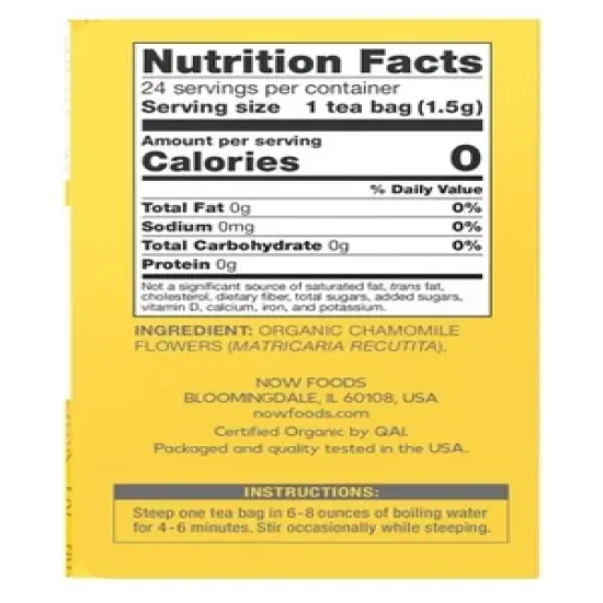 Comfy Chamomile Tea Organic by Now Foods  -  24 Bag image {1}