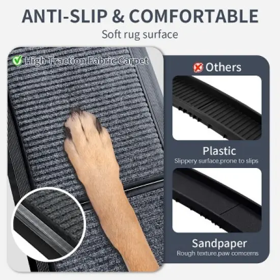 Gulches  Dog Ramp for Medium & Large Car 63" Long & 17" Wide Pet Stair Ramp with Non-Slip Rug Surface image {2}