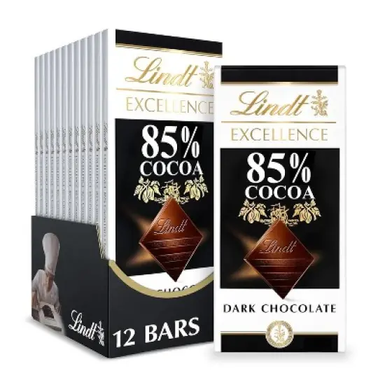 Lindt 4/6/12 Bars,  Excellence 85% Cocoa Dark Chocolate 3.5oz Full Size Candy Bar image {9}