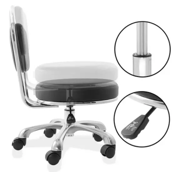 Saloniture Rolling Hydraulic Salon Stool with Backrest - Adjustable Swivel Chair for Spa or Medical Office image {2}