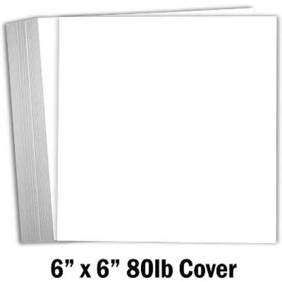 Hamilco 6x6 White Scrapbook Cardstock Paper 80lb Cover Card Stock 100 Pack image {1}