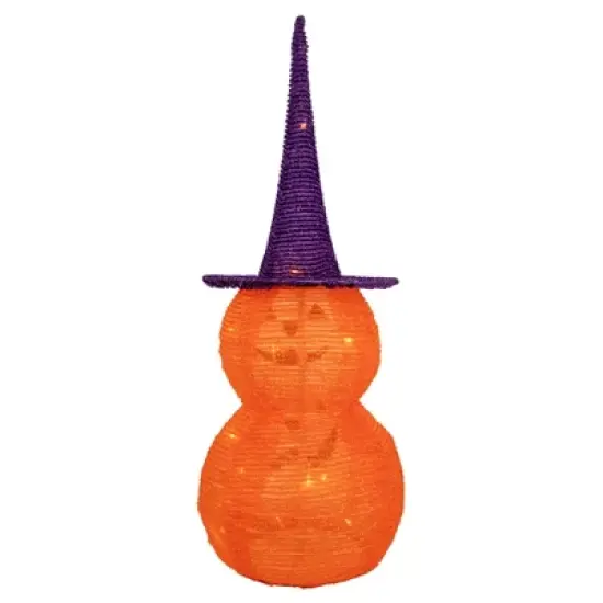 Northlight 30" Pop Up Lighted Tinsel Stacked Jack-O-Lanterns Halloween Decoration image {3}