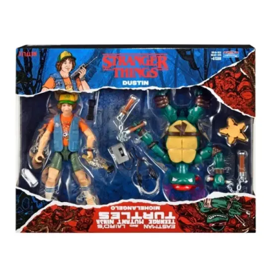Stranger Things Teenage Mutant Ninja Turtles Crossover Action Figure 2pk - Mikey & Dustin (Target Exclusive) image {2}