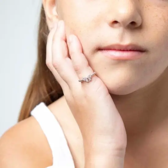 Girl's CZ Bow Sterling Silver Ring - In Season Jewelry image {2}