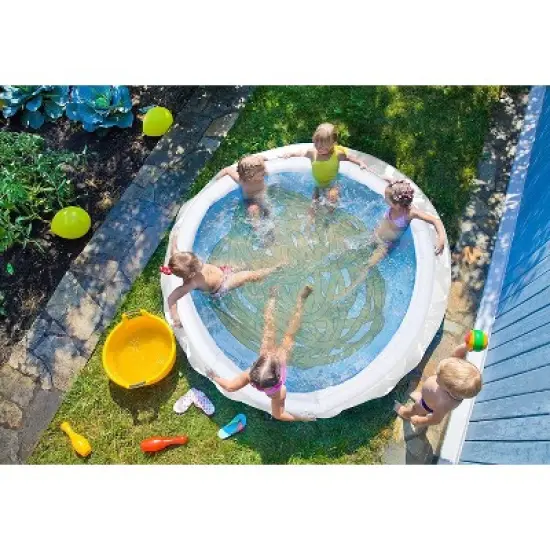 SCS Direct Aquamazing Large Inflatable Kiddie Pool - Cute Ramen Bowl Theme w Play Pillow Floats & Accessories -Measures 67" x 26" Family Sized image {1}