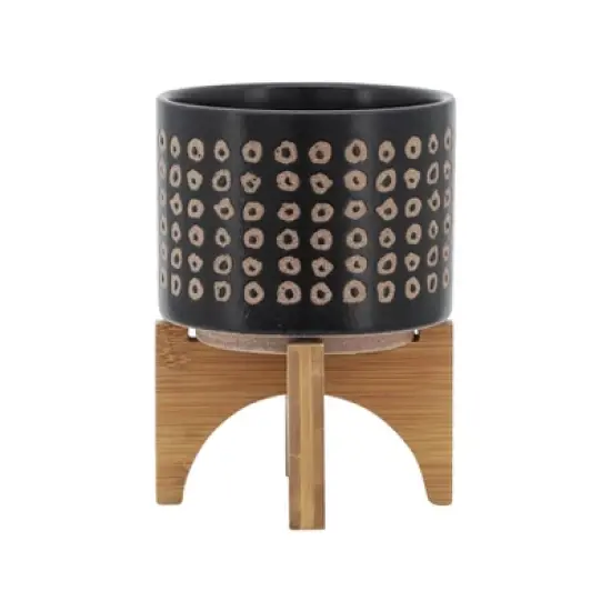 5.25" Ceramic Planter on Stand Brown - Sagebrook Home image {1}