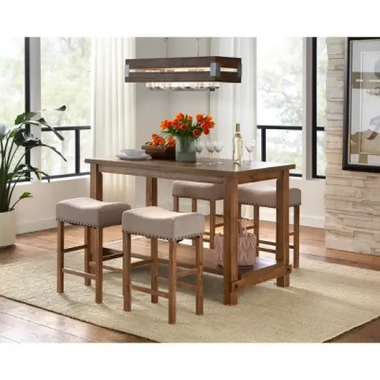 Hathaway Nailhead Counter Height Dining Table Driftwood - Buylateral image {3}