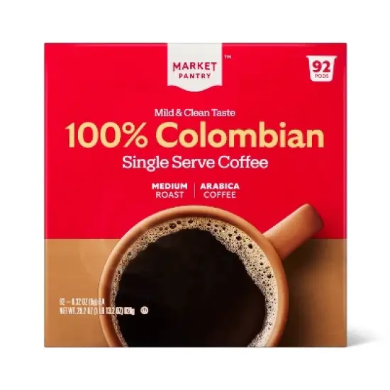 100% Colombian Medium Roast Coffee - Single Serve Pods - 92ct - Market Pantry&trade; image {4}