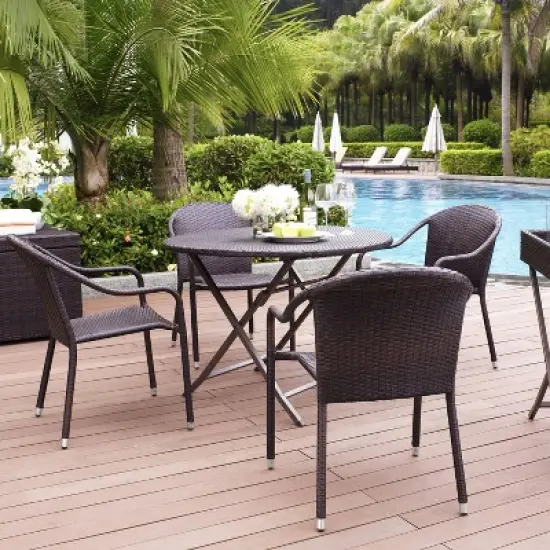 Palm Harbor 5pc Outdoor Wicker Dining Set - Brown - Crosley image {2}