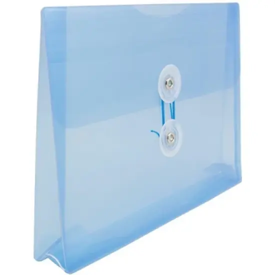 JAM Paper 5 1/4'' x 7 1/2'' 12pk Plastic Envelopes with Button and String Tie Closure, Index Booklet image {2}