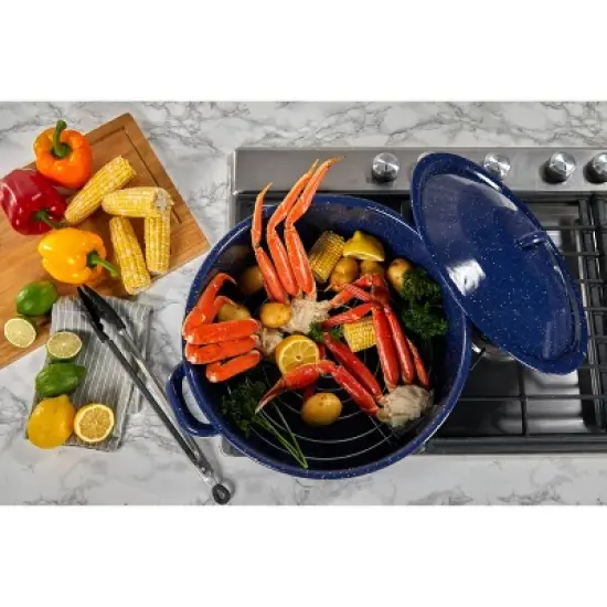 IMUSA 16qt Enamel Steamer Pot with Rack Blue: Waterbath Canning, 12.6" Diameter, Electric & Gas Compatible image {4}