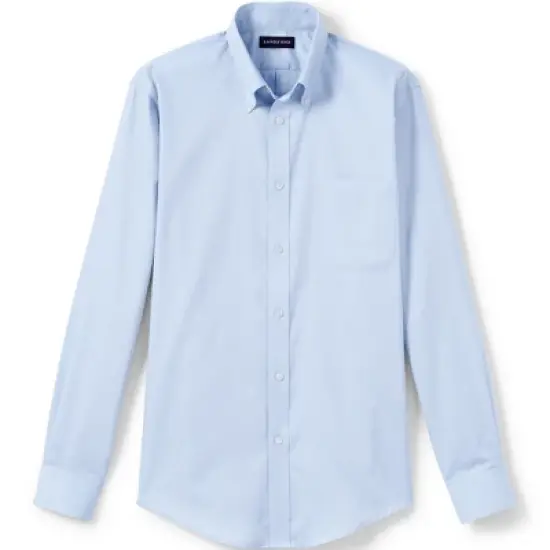 Lands' End School Uniform Men's Long Sleeve No Iron Pinpoint Dress Shirt image {3}