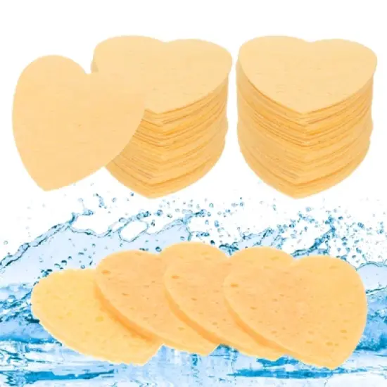 Unique Bargains Portable High-Temperature Resistant Non-Irritating Face Cleansing Sponges Heart-Shaped 120 Pcs image {11}